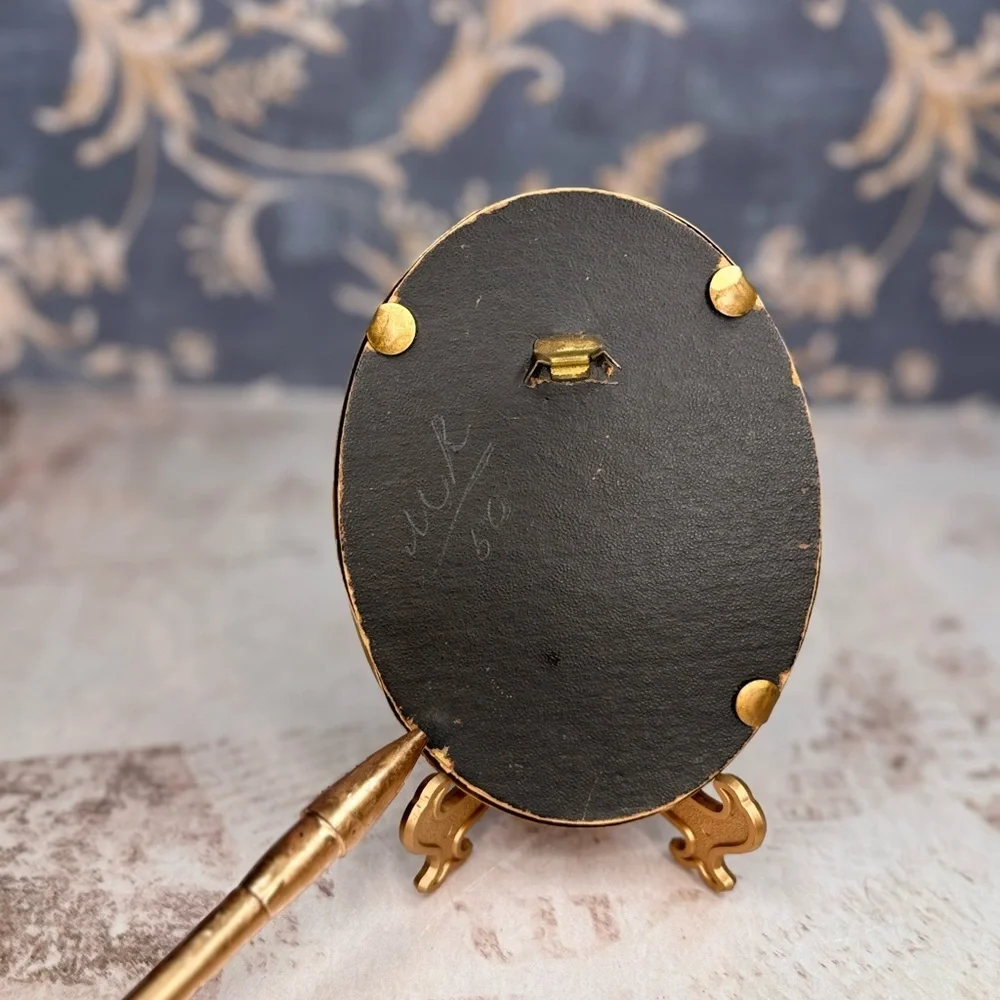 Antique Victorian Oval Brass Picture Frame Ornate Tabletop Photo Frame